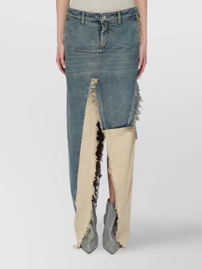 Rick Owens Women's Asymmetric Denim Skirt Slits In Multi