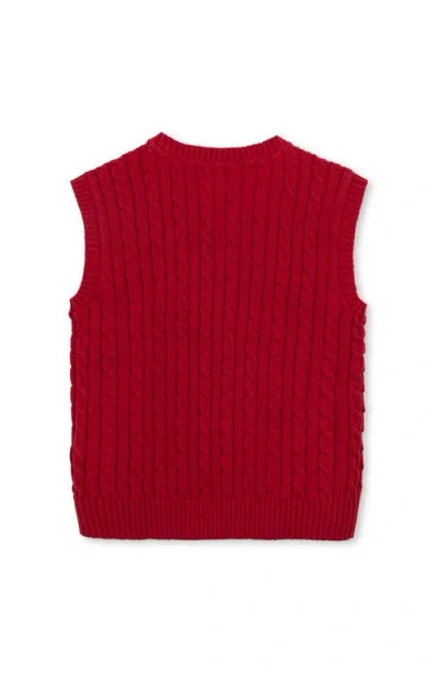 Hope & Henry Kids' Organic V-neck Cable Sweater Vest In Red