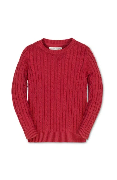 Hope & Henry Kids' Organic Cable Crewneck Pullover Sweater In Red