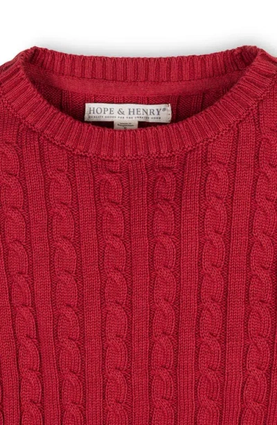 Hope & Henry Kids' Organic Cable Crewneck Pullover Sweater In Red