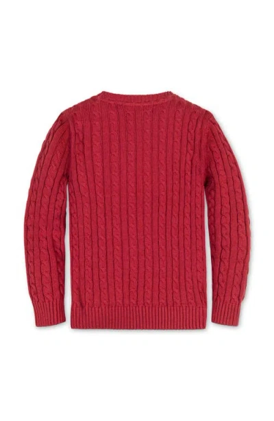 Hope & Henry Kids' Organic Cable Crewneck Pullover Sweater In Red