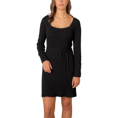 Hope & Henry Organic Square Neck Cable Sweater Dress In Black
