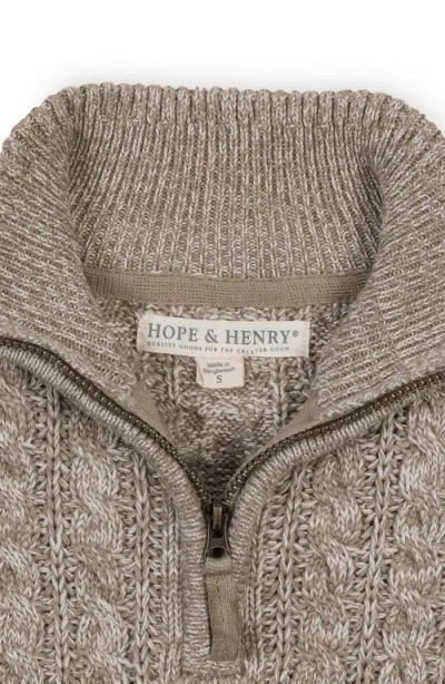 Hope & Henry Kids' Organic Long Sleeve Half Zip Cable Pullover Sweater In Neutral