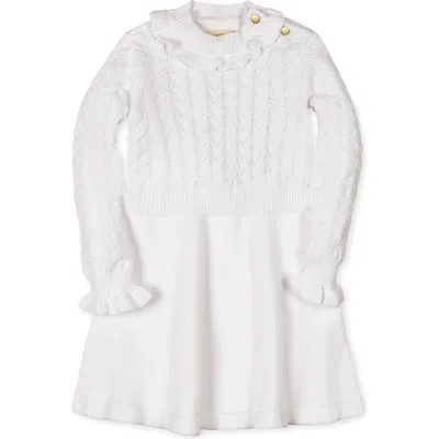 Hope & Henry Kids' Organic Chunky Ruffle Edge Sweater Dress In Multi