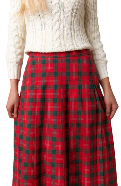 Hope & Henry Organic Pleated Midi Skirt In Multi