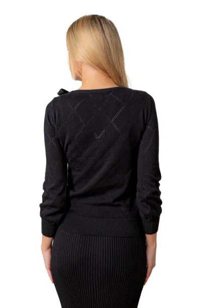 Hope & Henry Organic Bow Detail Pointelle Sweater In Multi