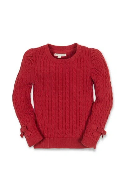 Hope & Henry Organic Long Puff Sleeve Sweater With Bow Detail In Multi