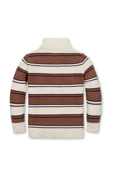 Hope & Henry Kids' Organic Mock Neck Stripe Sweater In Brown