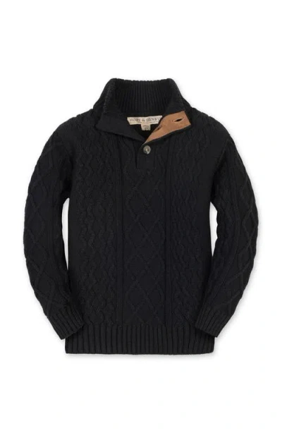Hope & Henry Kids' Organic Mock Neck Cable Sweater In Black