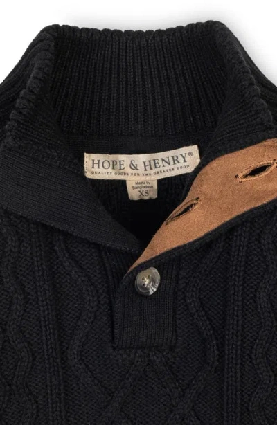 Hope & Henry Kids' Organic Mock Neck Cable Sweater In Black