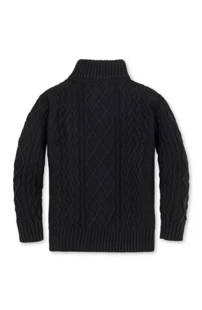 Hope & Henry Kids' Organic Mock Neck Cable Sweater In Black