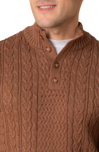 Hope & Henry Organic Mock Neck Cable Sweater In Brown