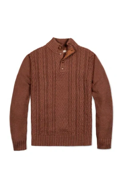 Hope & Henry Organic Mock Neck Cable Sweater In Brown