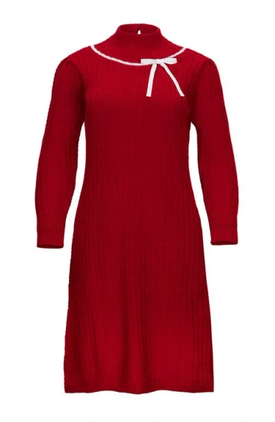 Hope & Henry Organic Mock Neck Cable Sweater Dress In Red