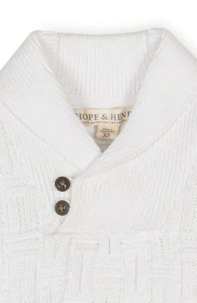 Hope & Henry Kids' Organic Long Sleeve Striped Shawl Collar Sweater In White