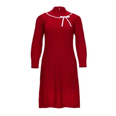 Hope & Henry Organic Mock Neck Cable Sweater Dress In Red