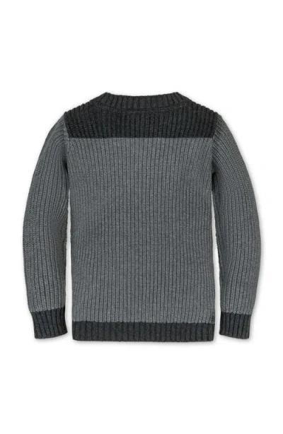 Hope & Henry Kids' Organic Long Sleeve Shoulder Detail Crewneck Pullover Sweater In Blue