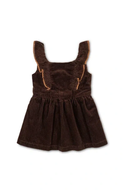 Hope & Henry Organic Corduroy Ruffle Jumper In Brown