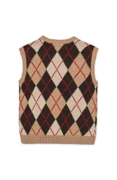 Hope & Henry Organic V-neck Argyle Sweater Vest In Brown