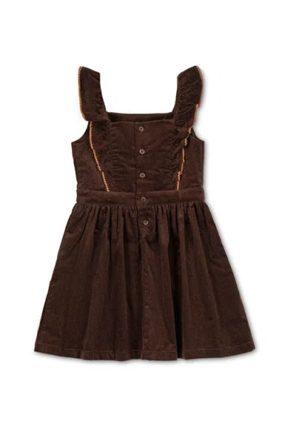 Hope & Henry Organic Corduroy Ruffle Jumper In Brown