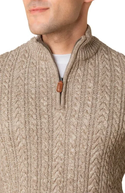 Hope & Henry Organic Half Zip Cable Pullover Sweater In Brown