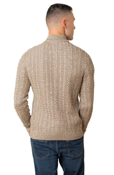 Hope & Henry Organic Half Zip Cable Pullover Sweater In Brown