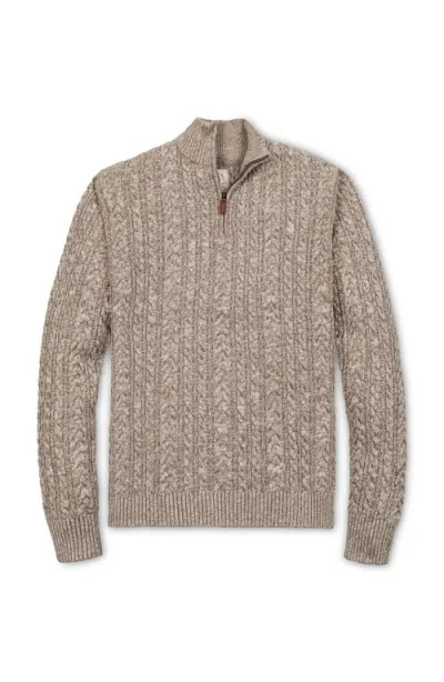 Hope & Henry Organic Half Zip Cable Pullover Sweater In Brown