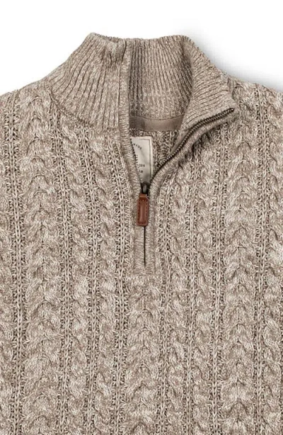Hope & Henry Organic Half Zip Cable Pullover Sweater In Brown