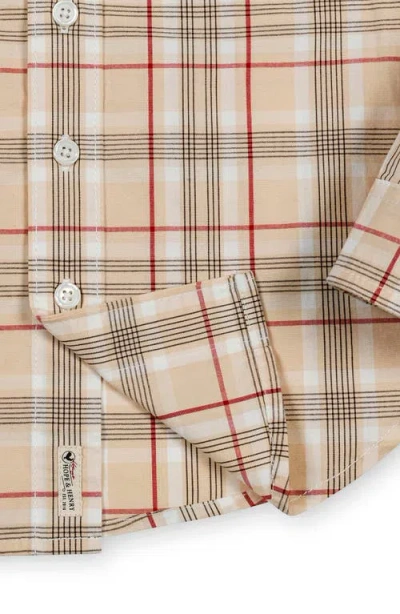 Hope & Henry Kids' Organic Long Sleeve Stretch Poplin Shirt In Brown