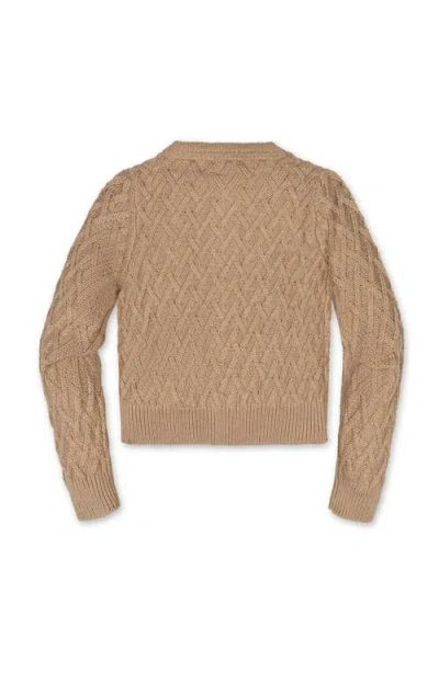 Hope & Henry Kids' Organic Long Sleeve Herringbone Cardigan Sweater In Brown