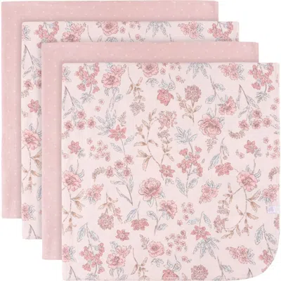 Just Born Pink Cotton Flannel Swaddles 4-pack In Pink