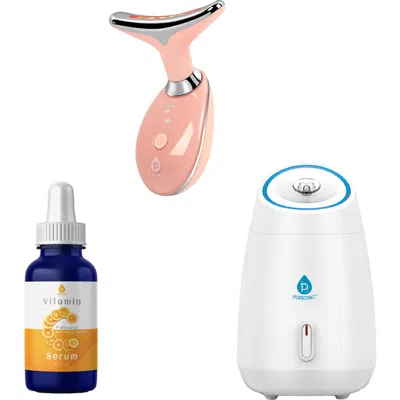 Pursonic Glow & Renew Skincare Bundle Facial Steamer, 7-in-1 Led Light Therapy Device & Vitamin C 20 In Multi