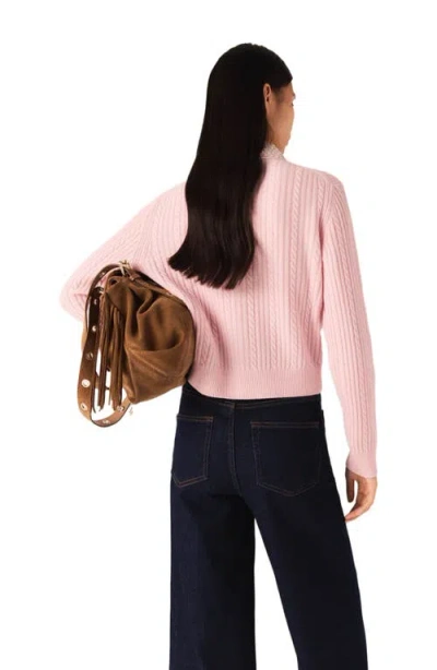 Maje Cardigan With Removable Collar In Pink