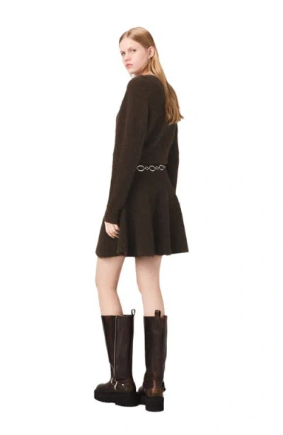 Maje Short Yak Blend Dress In Brown