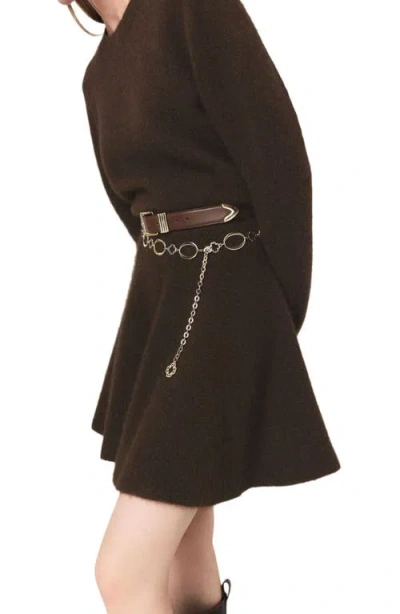 Maje Short Yak Blend Dress In Brown