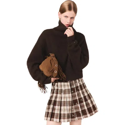 Maje Yak Blend Roll-neck Sweater In Brown