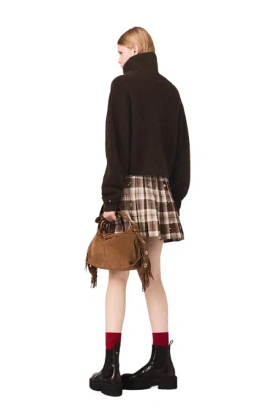 Maje Yak Blend Roll-neck Sweater In Brown