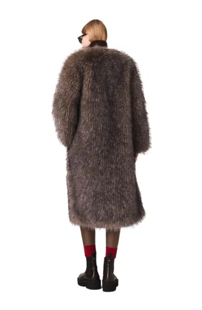 Maje Gastoni Faux Fur Coat In Brown
