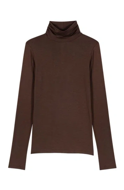 Maje Titanesque Roll Neck Tee In Brown