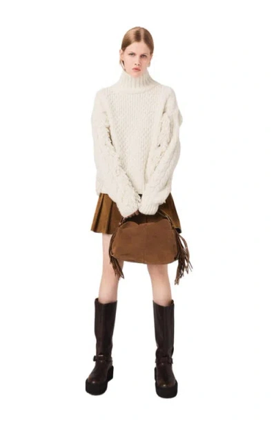 Maje Moritz Wool Blend High Neck Sweater In Neutral