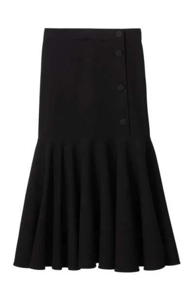 Sandro Long Flared Ruffled Skirt In Black