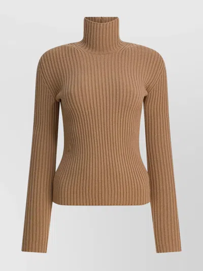 Max Mara Wool And Cashmere Turtleneck Sweater In Gold
