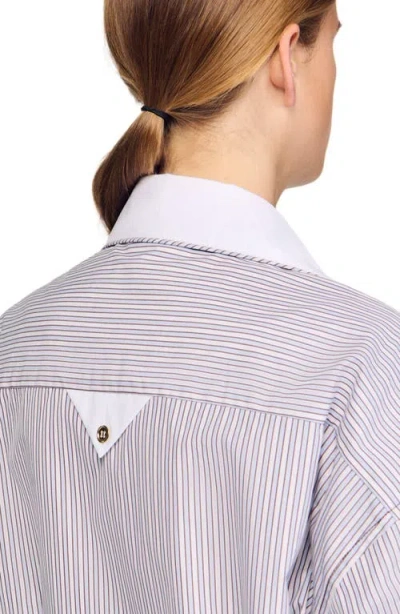 Sandro Oversized Striped Shirt In Purple