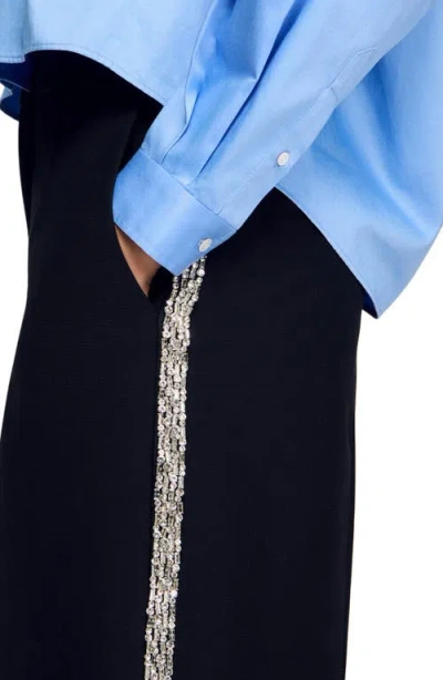 Sandro Bermuda Shorts With Rhinestone Band In Black