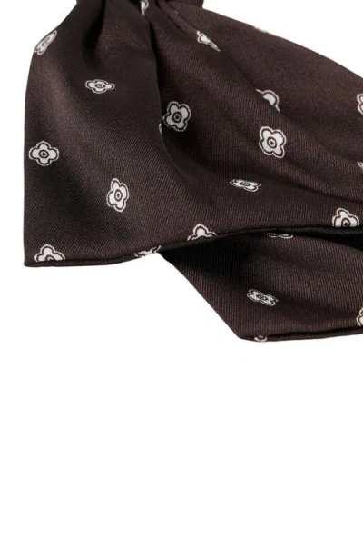 Sandro Printed Satin Bow Barrette In Brown
