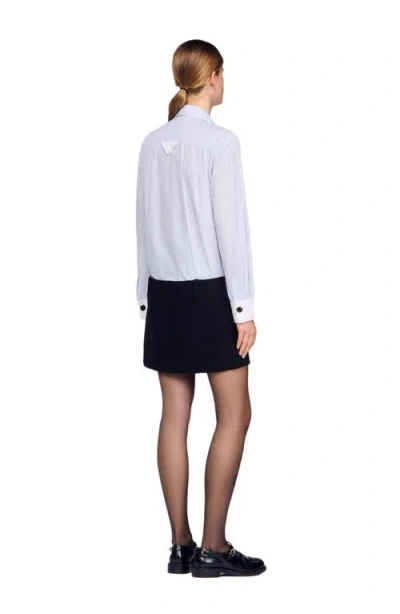 Sandro Short Dress With Dual Materials In Multi