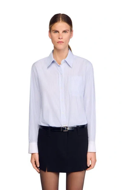 Sandro Short Dress With Dual Materials In Multi