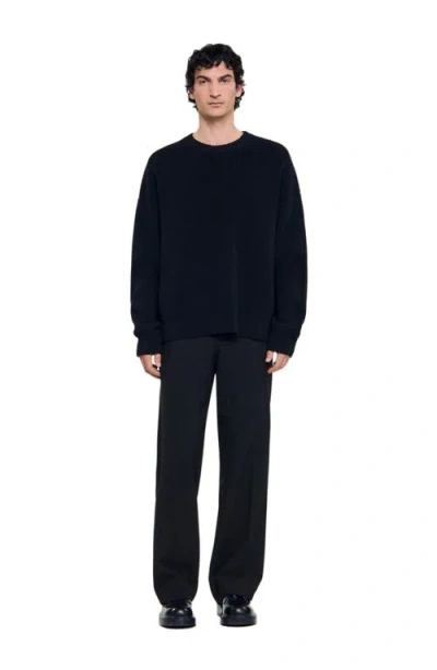 Sandro Rib Knit Sweater In Black