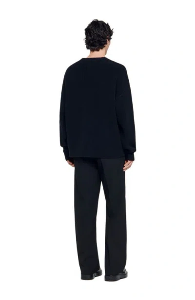 Sandro Rib Knit Sweater In Black