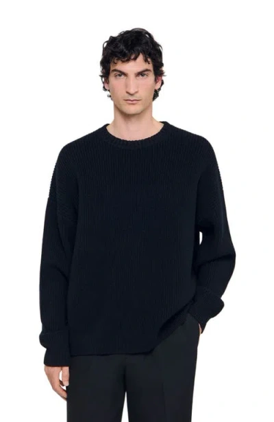Sandro Rib Knit Sweater In Black